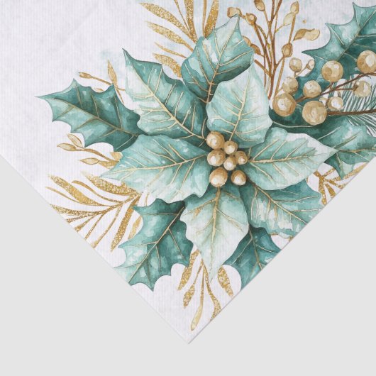 Waterverf Blauwgroen Floral Holiday Tissue Paper Tissuepapier (Detail)