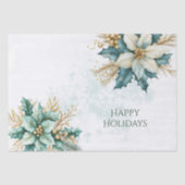 Waterverf Blauwgroen Floral Holiday Tissue Paper Tissuepapier (Voorkant)