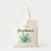 Waterverf Blauwgroen Floral Persoonlijke Bridesmai Tote Bag (Voorkant)