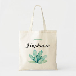Waterverf Blauwgroen Floral Persoonlijke Bridesmai Tote Bag