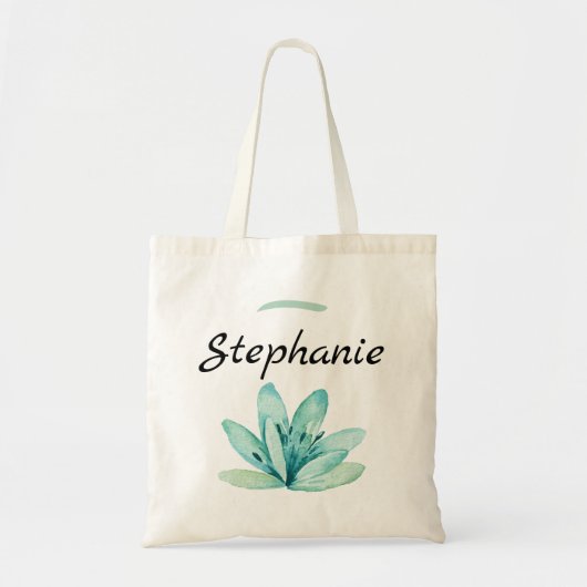 Waterverf Blauwgroen Floral Persoonlijke Bridesmai Tote Bag (Voorkant)