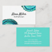 Waterverf Blauwgroen geagate geode slice Crystal Visitekaartje (Voorkant / Achterkant)