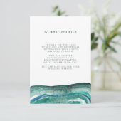 Waterverf Blauwgroen Geode bruiloft gastinformatie Informatiekaartje (Staand voorkant)