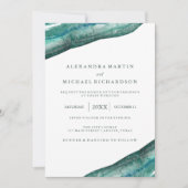 Waterverf Blauwgroen Geode bruiloft Kaart (Voorkant)