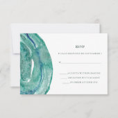 Waterverf Blauwgroen Geode bruiloft RSVP (Voorkant)