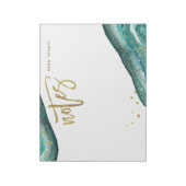 Waterverf Blauwgroen Geode met Gold Typografie Notitieblok (Linkerzijde)