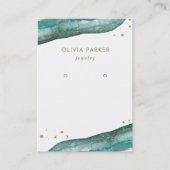 Waterverf Blauwgroen Gold Geode | Kaart voor beeld Visitekaartje (Voorkant)