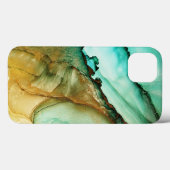 Waterverf Blauwgroen Gold Glitter iPhone / iPad ca Case-Mate iPhone Case (Achterkant (horizontaal))
