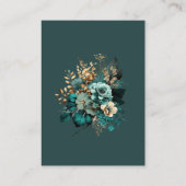 Waterverf Blauwgroen Goud Bloemen Receptie Informatiekaartje (Achterkant)