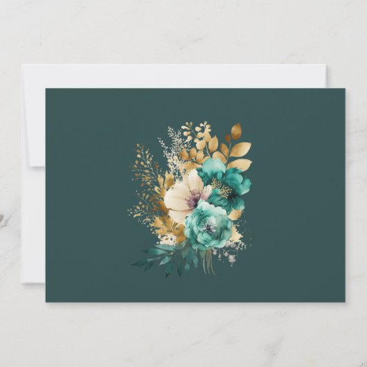 Waterverf Blauwgroen Goud Save the Date Invitation Kaart (Achterkant)