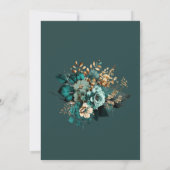 Waterverf Blauwgroen Gouden Bloemen Vrijgezellenfe Kaart (Achterkant)