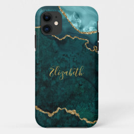 Waterverf Blauwgroen goudmarmer Agate Geode Case-Mate iPhone Case