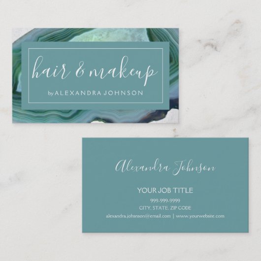 Waterverf Blauwgroen groene geagate geode Visitekaartje (Voorkant / Achterkant)
