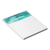 Waterverf blauwgroen groene splash witte letter notitieblok (Schuin)