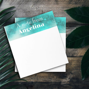 Waterverf blauwgroen groene splash witte letter notitieblok