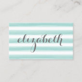 Waterverf Blauwgroen groene strepen vrouwelijk Visitekaartje (Voorkant)
