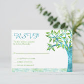 Waterverf Blauwgroen groene vlek Mitzvah RSVP (Staand voorkant)