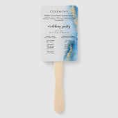 Waterverf | Blauwgroen huwelijksprogramma Hand Fan Handwaaier (Achterkant)
