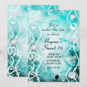 Waterverf Blauwgroen inktspuitje onder het Zee 16 Kaart (Voorkant / Achterkant)