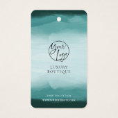 Waterverf Blauwgroen Kleding Boutique Hang Label L Visitekaartje (Voorkant)