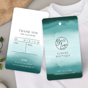 Waterverf Blauwgroen Kleding Boutique Hang Label L Visitekaartje