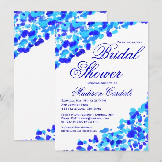 Waterverf Blauwgroen koninklijk blauw Vrijgezellen Kaart (Voorkant / Achterkant)