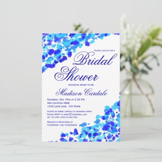 Waterverf Blauwgroen koninklijk blauw Vrijgezellen Kaart (Staand voorkant)