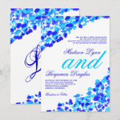 Waterverf - Blauwgroen koninklijke blauwe bruiloft Kaart (Voorkant / Achterkant)