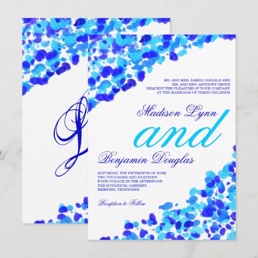 Waterverf - Blauwgroen koninklijke blauwe bruiloft Kaart (Voorkant / Achterkant)