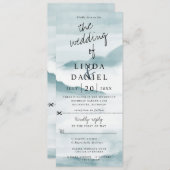 waterverf blauwgroen landschap bruiloft nodigt w r kaart (Voorkant / Achterkant)