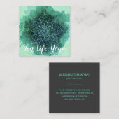 Waterverf Blauwgroen Lotus Floral Square Visitekaa Vierkante Visitekaartje (Voorkant / Achterkant)