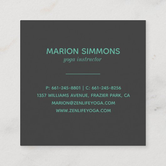 Waterverf Blauwgroen Lotus Floral Square Visitekaa Vierkante Visitekaartje (Achterkant)