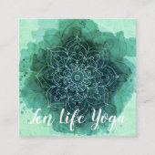 Waterverf Blauwgroen Lotus Floral Square Visitekaa Vierkante Visitekaartje (Voorkant)