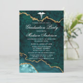 Waterverf Blauwgroen Marmer Medische Afstudeerfees Kaart (Staand voorkant)