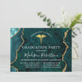 Waterverf Blauwgroen Marmeren Goud Medisch Afstude Kaart (Staand voorkant)