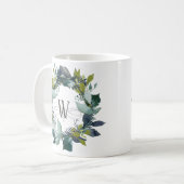 Waterverf Blauwgroen monogram  met baard Koffiemok (Voorkant links)