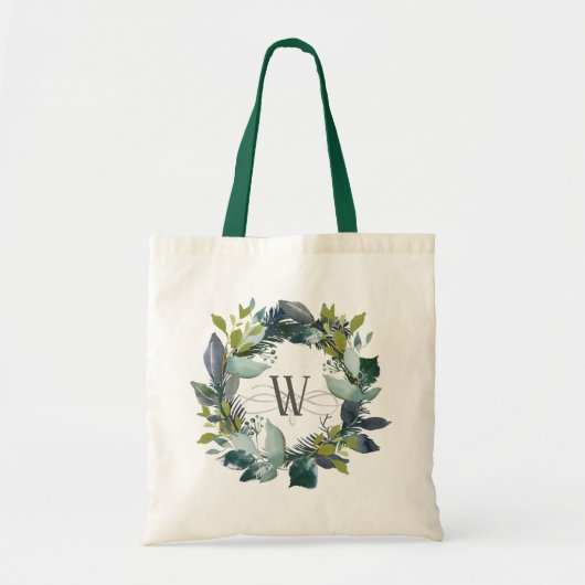 Waterverf Blauwgroen monogram  met baard Tote Bag (Voorkant)