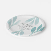 Waterverf Blauwgroen olievlek Papieren Bordje (Gekanteld)