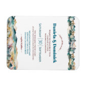 Waterverf Blauwgroen Oranje Mountain Wedding Invit Magneet (Horizontaal)