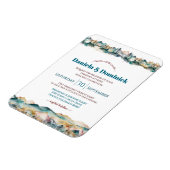 Waterverf Blauwgroen Oranje Mountain Wedding Invit Magneet (Linkerzijde)