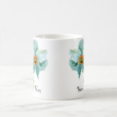 💦 Waterverf Blauwgroen papaver naam of monogram Koffiemok (Center)