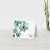  Waterverf Blauwgroen papavers Aangepast Bedankkaart (Voorkant)