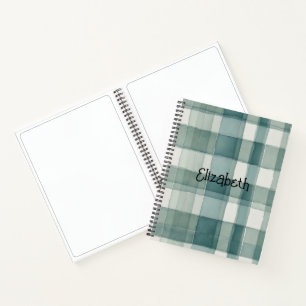Waterverf Blauwgroen Plaid Notitieboek