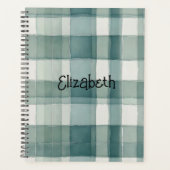 Waterverf Blauwgroen Plaid Planner (Voorkant)