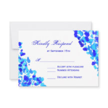 Waterverf Blauwgroen Royal Blue Wedding RSVP-kaart