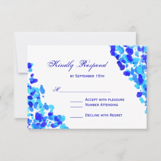 Waterverf Blauwgroen Royal Blue Wedding RSVP-kaart RSVP Kaartje (Voorkant)