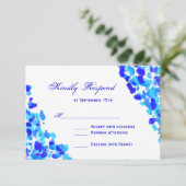 Waterverf Blauwgroen Royal Blue Wedding RSVP-kaart RSVP Kaartje (Staand voorkant)