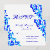 Waterverf Blauwgroen Royal Blue Wedding RSVP-kaart RSVP Kaartje (Voorkant / Achterkant)