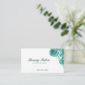 Waterverf Blauwgroen Rozen Mode Boutique Visitekaartje (Staand voorkant)