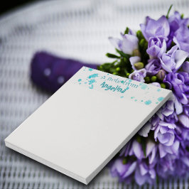 Waterverf blauwgroen splash letter notitieblok